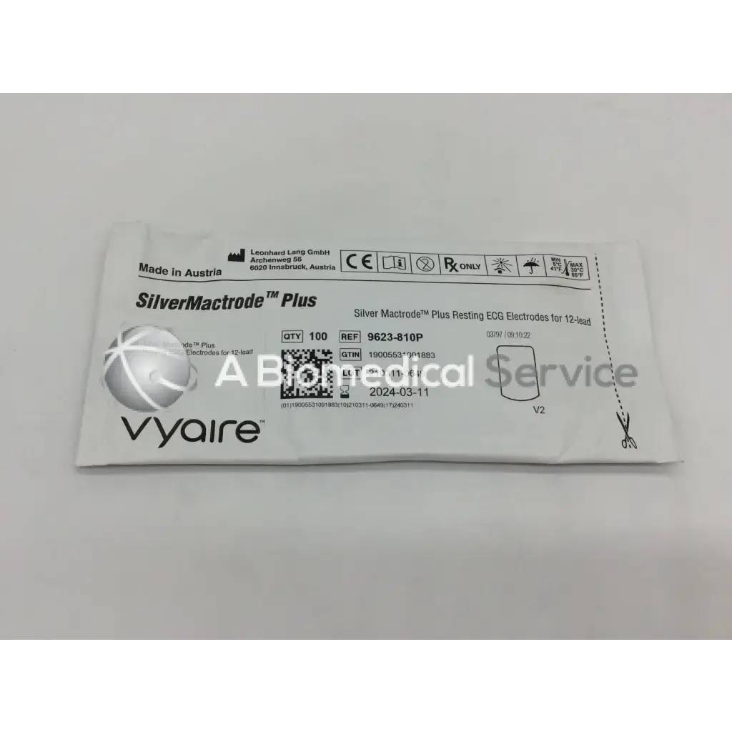 Vyaire 9623810P Silver Mactrode Plus resting ECG Electrodes for 12 lead A Biomedical Service