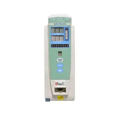 Light green and white Alaris 8210 Nellcor spo2 module medical equipment with digital displays and port for biomedical service