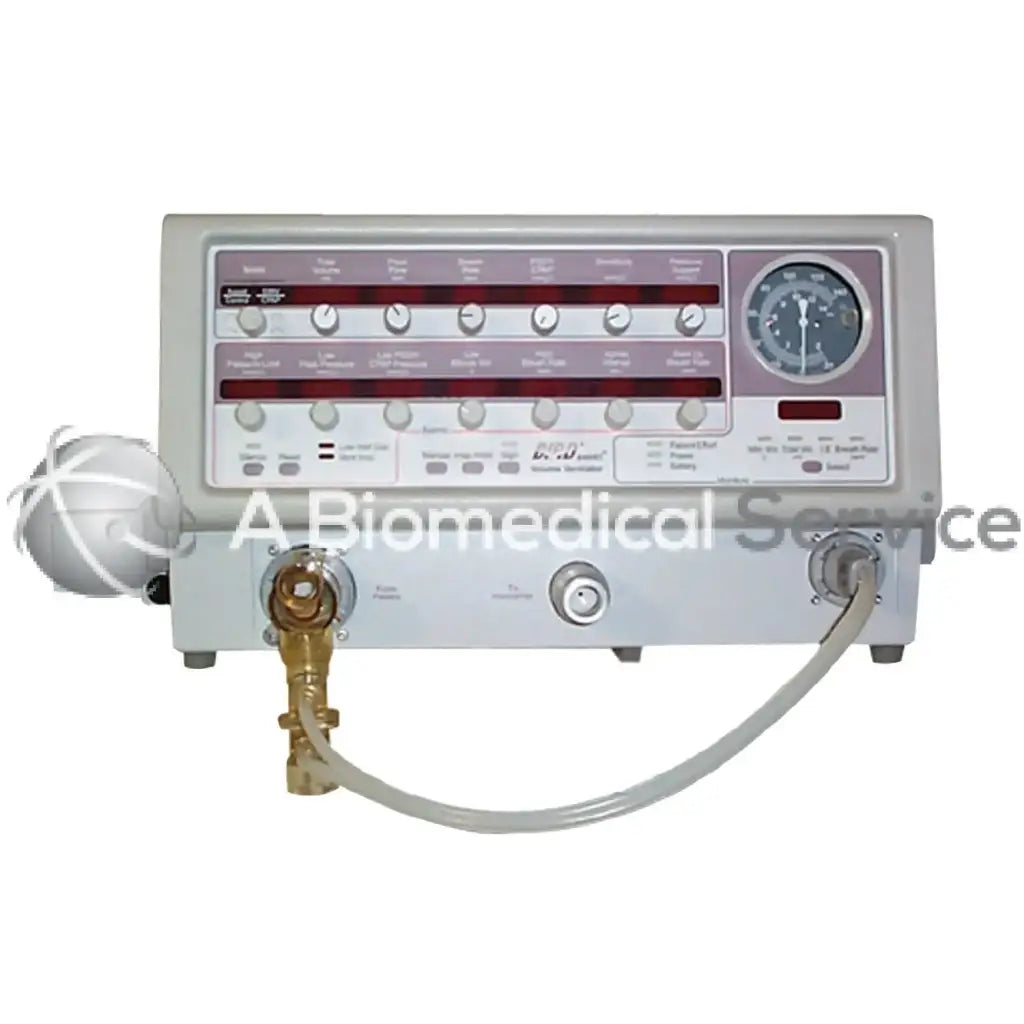 Gray bird 8400 sti medical ventilator with circular gauge and multiple control knobs on front panel