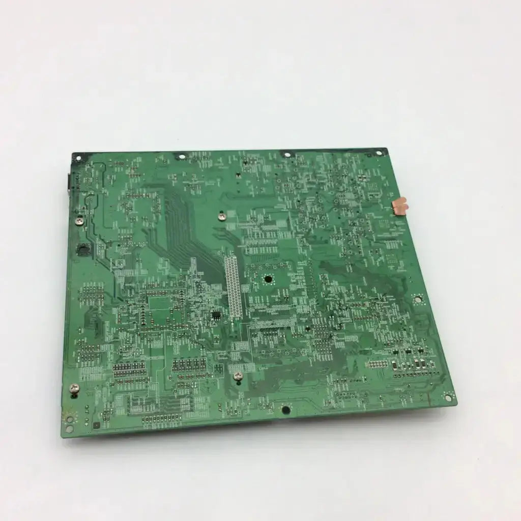 Green rectangular canon image prograf ipf-5000 main board with intricate silver traces and mounted electronic components