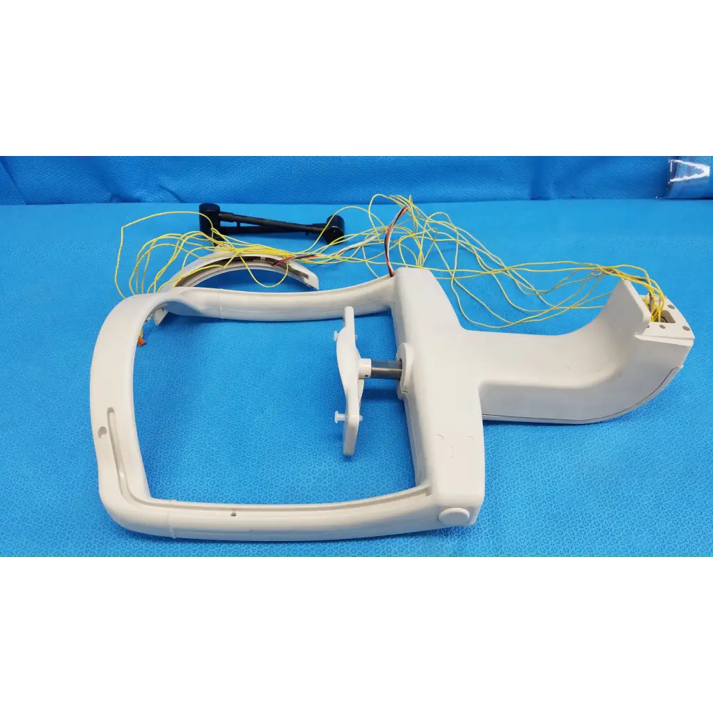 White plastic chin rest forehead rest assembly frame with yellow and black wiring for trc-nw6s retinal camera