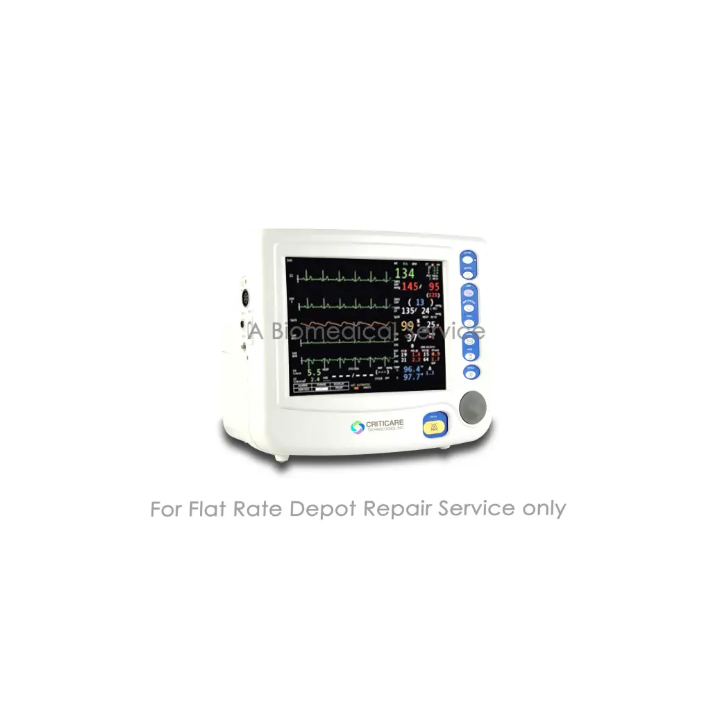 White Criticare Poet IQ 8500H medical equipment monitor with digital ECG waveforms for flat-rate repair service