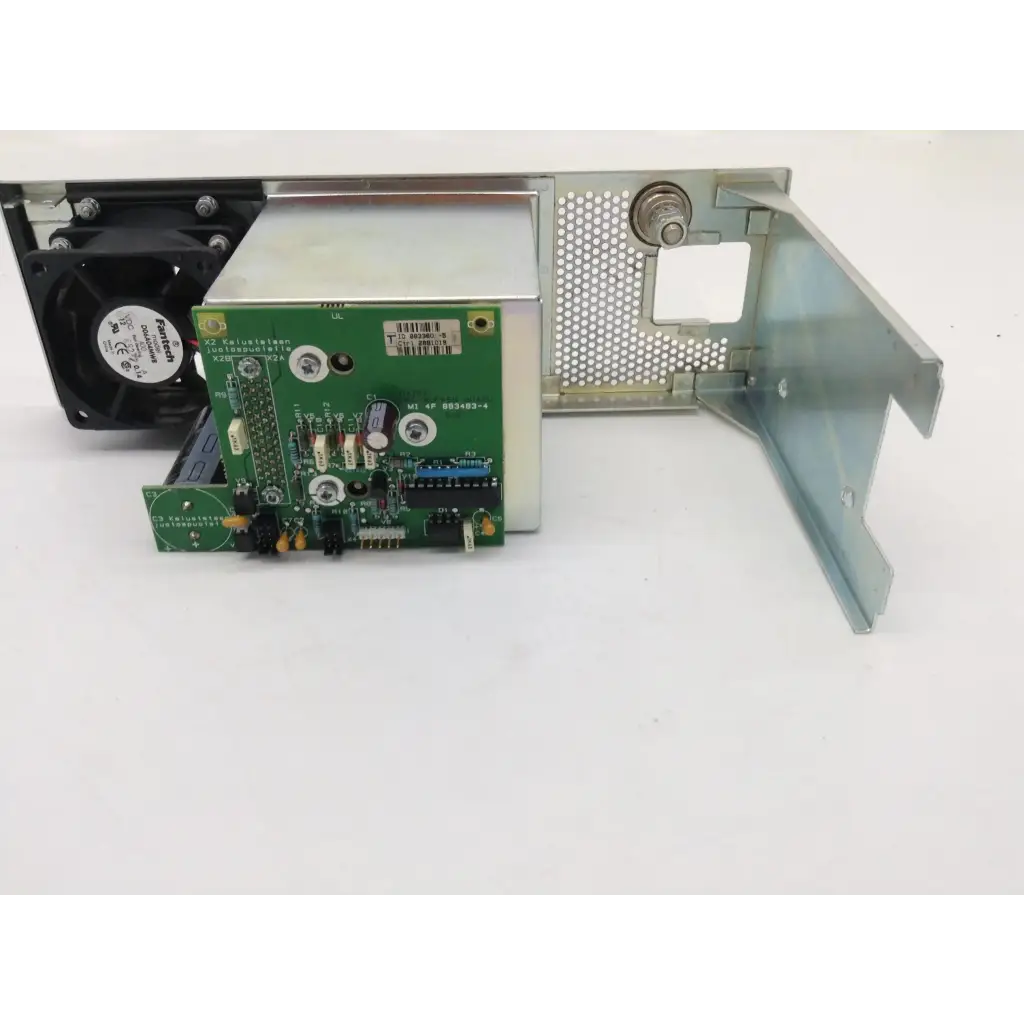 Silver metallic datex as3 compact server rack with green circuit board and black fan for efficient cooling
