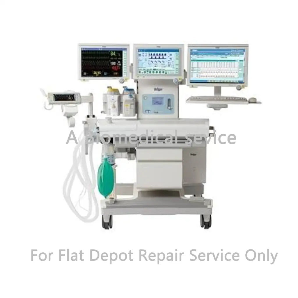 Medical equipment drager perseus a500 ventilator with three monitors and green bag for flat-rate repair service