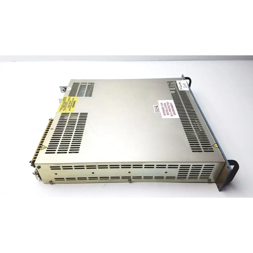 Silver metallic electronic measurements ems power supply unit with ventilation grilles and mounting brackets untested
