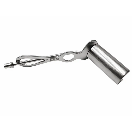 esi fiber optic lighted hill-ferguson rectal retractor in stainless steel with ergonomic handle and polished finish
