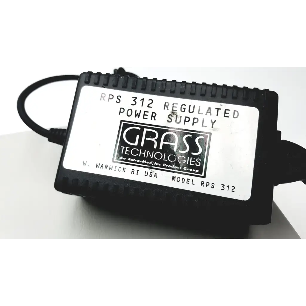 Black plastic rps 312 regulated power supply with white grass technologies label for grass 15lt physiodata amplifier system