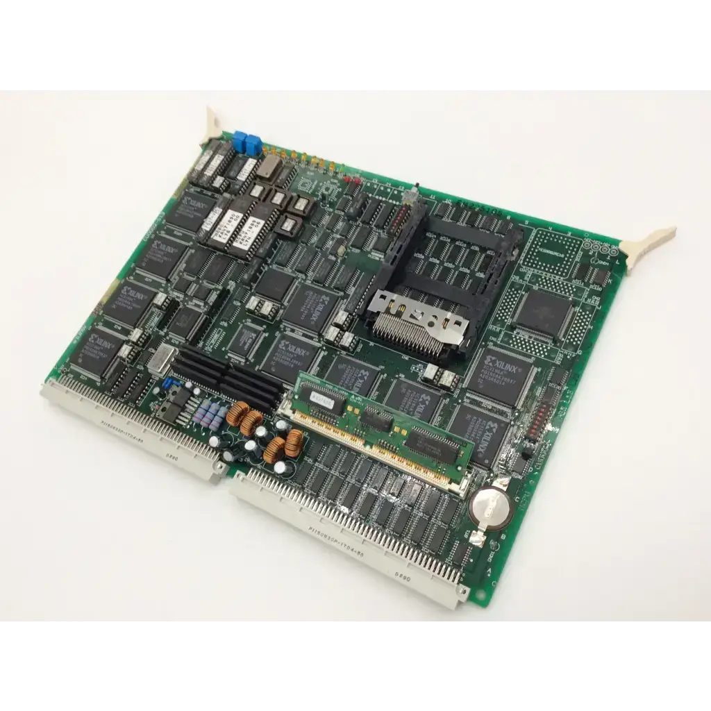 Green circuit board with black integrated circuits capacitors and connectors for hitachi cu0002-s13 cu0002-r13 ultrasound module