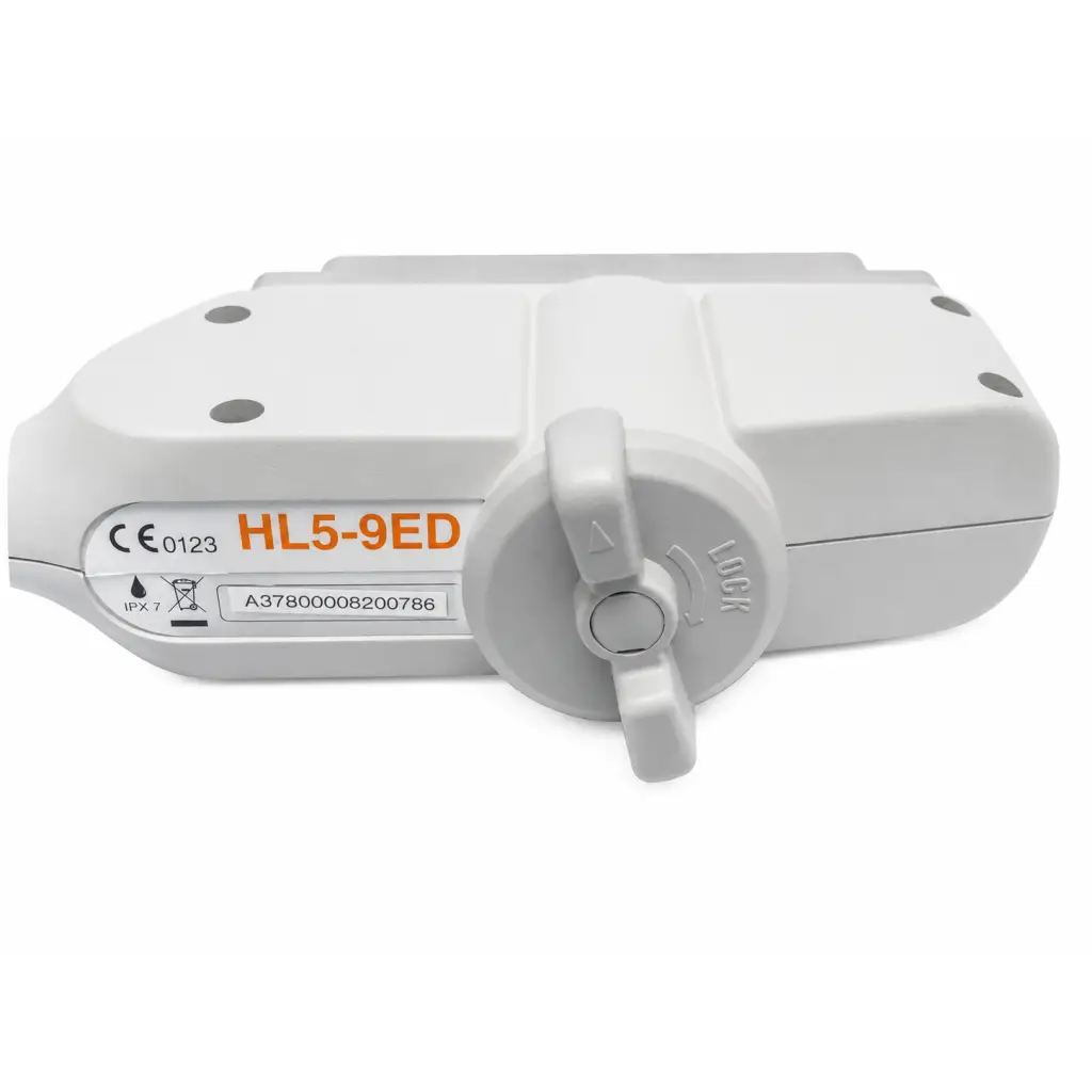 White plastic hl5-9ed door closer with gray locking knob for ultrasound transducer probe biomed certified use