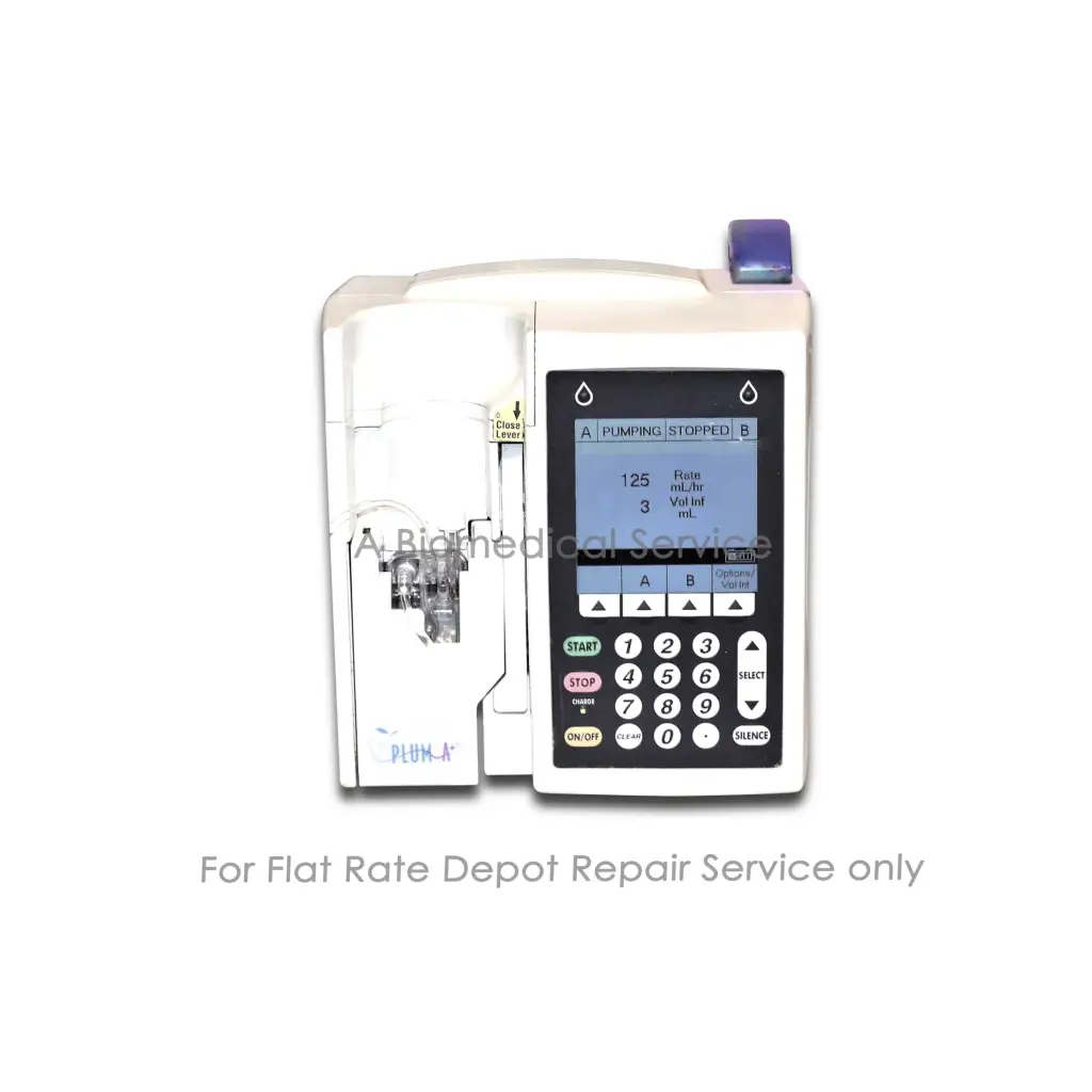 White medical infusion pump with digital display keypad and purple cap for hospira lifecare pca3 repair service