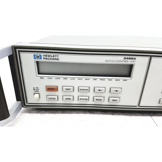 White hewlett packard 3488a switch control unit with gray bezel and labeled buttons for switch control use