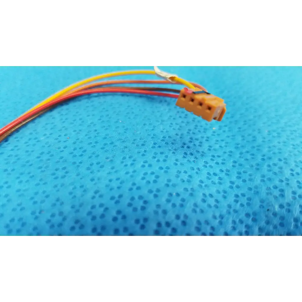 Orange plastic connector with red yellow and black wires for internal optical slot photo interrupter sensor cable assembly