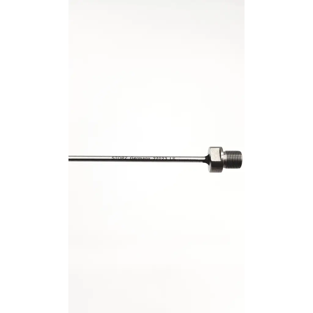 A sleek metallic temperature probe with threaded end cap and engraved stieb germany 27043 lr for karl storz 27023lk autoclavable uretero renoscope