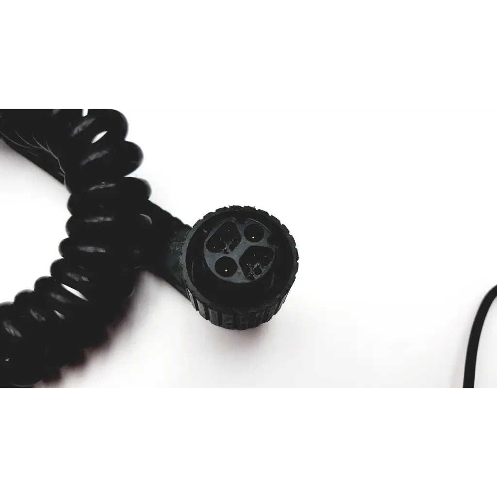 Black coiled cable with a circular four-hole connector for medtronic physio-control sternum apex paddles defibrillator