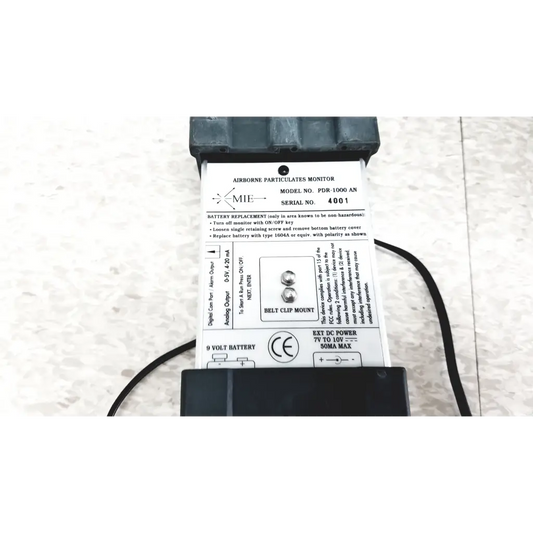 Black plastic mie personal pdr-1000 an aerosol monitor with white label for industrial hygiene use