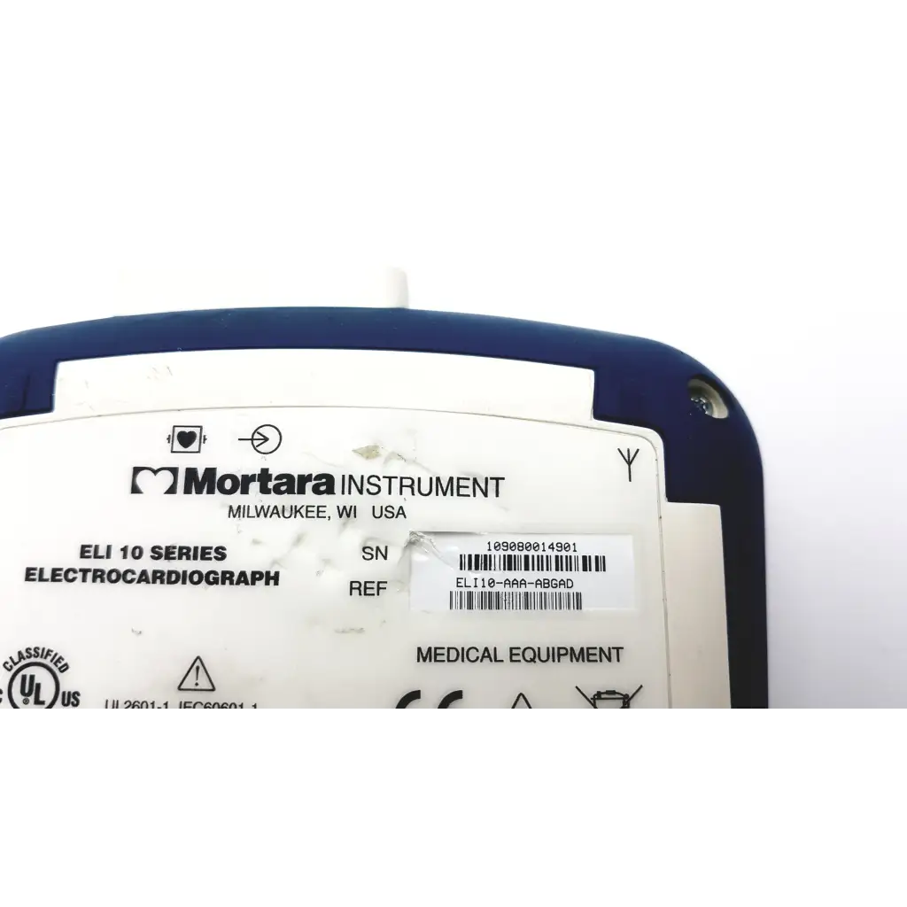 Blue and white mortara eli 10 series electrocardiograph portable ekg system for accurate cardiac monitoring