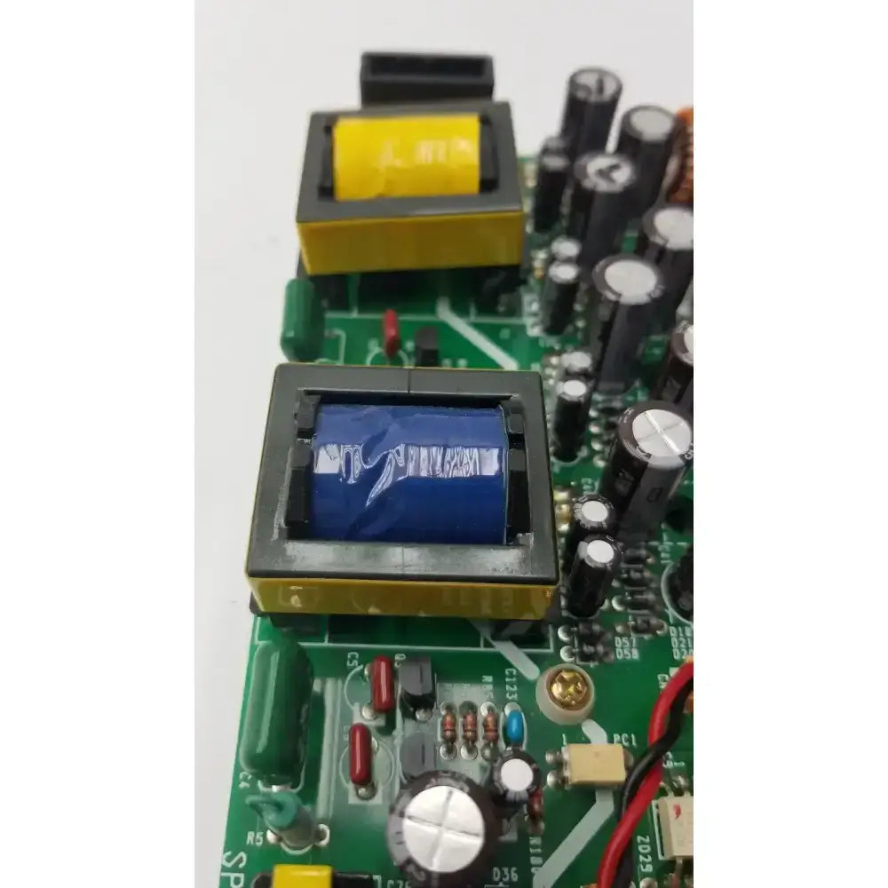 Blue cylindrical capacitor in black and yellow housing on nayuta nb497 spu-10 94v-0 power supply control board