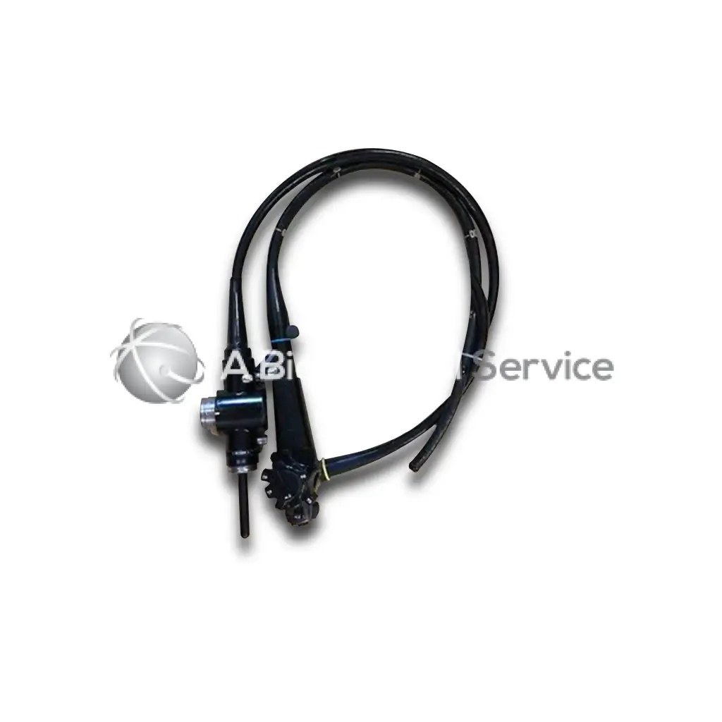 Black flexible endoscope Olympus CF-130S with metallic joint and control knobs for medical imaging use