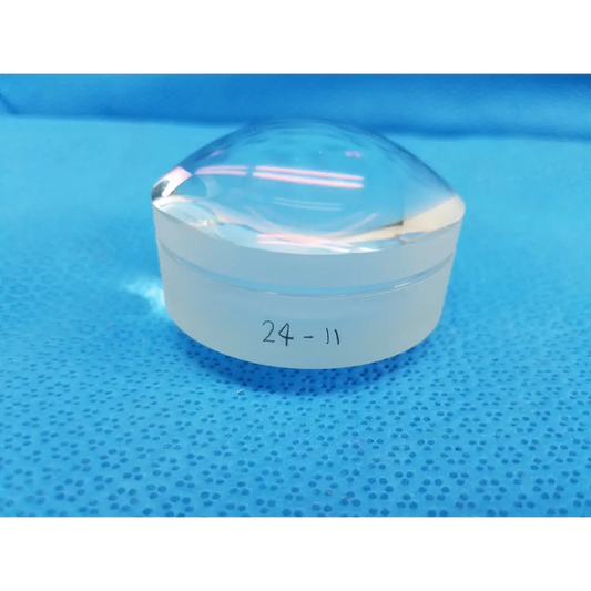 Clear transparent optical dome lens with smooth rounded shape and white base marked 24-11 for Topcon TRC-NW8 retinal camera
