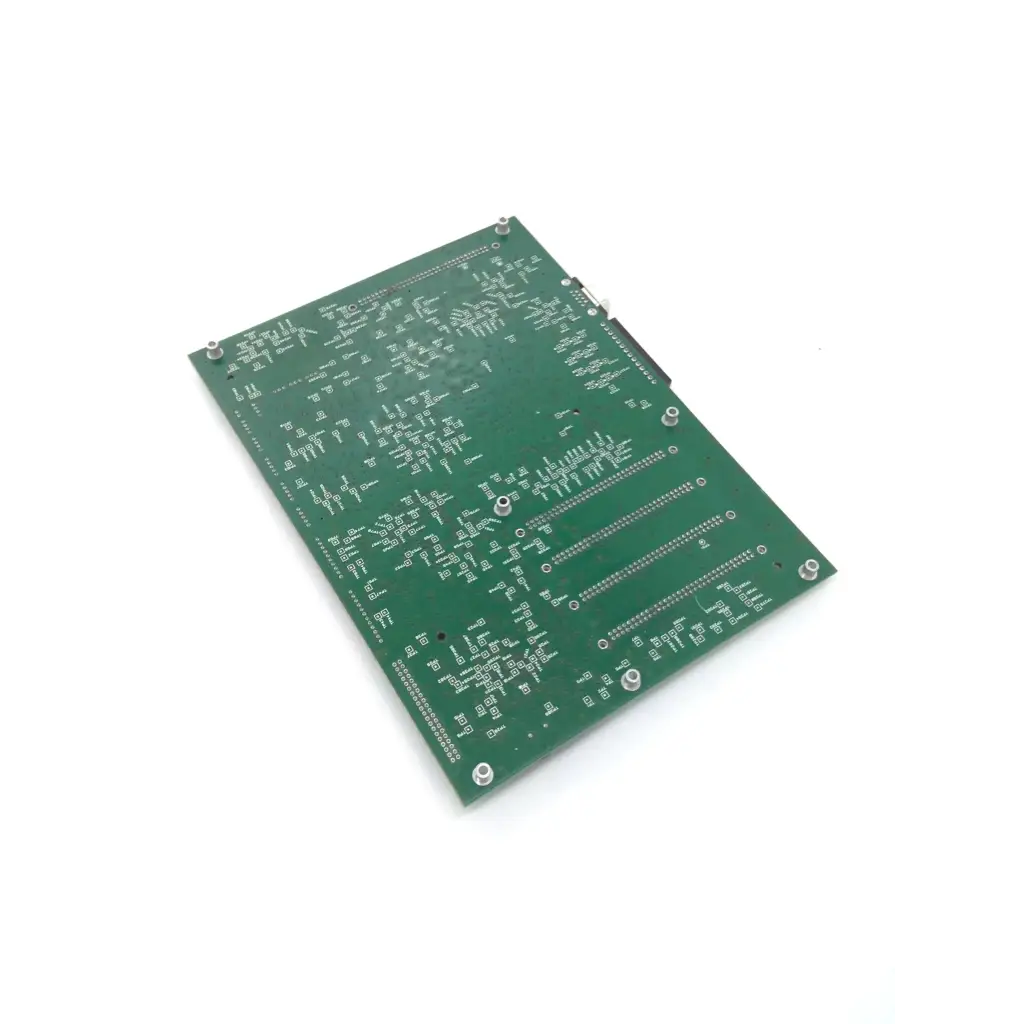 Green rectangular printed circuit board pcb by perkinelmer with silver soldered traces for biomedical service replacement parts