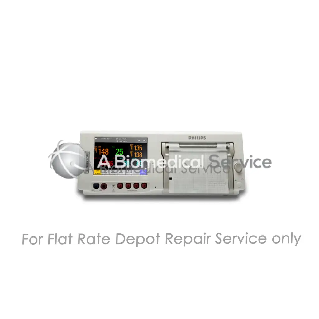 White philips avalon fm40 medical equipment monitor with digital vital signs display and integrated printer repair service flat-rate repair