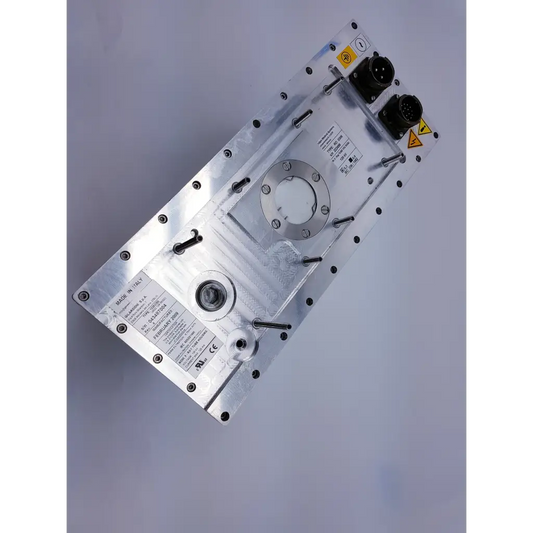 Silver metallic philips bv pulsera industrial control module with black connectors and labeled specifications for c-arm parts