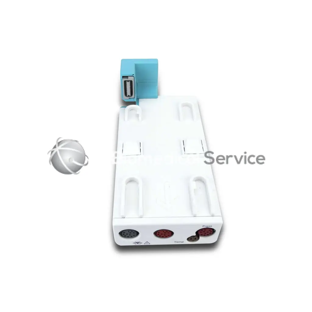 White rectangular philips m1015a sidestream etco2 co2 module with light blue connector and red circular ports at bottom