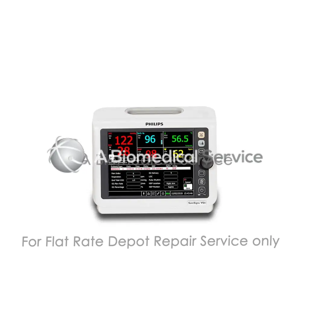 White philips suresigns vs4 medical equipment patient monitor with digital vital signs display for repair service