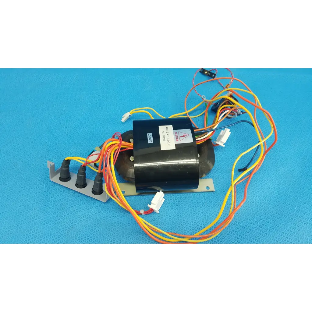 Black cylindrical core power transformer with colored wires and connectors for Topcon TRC-NW6S retinal camera