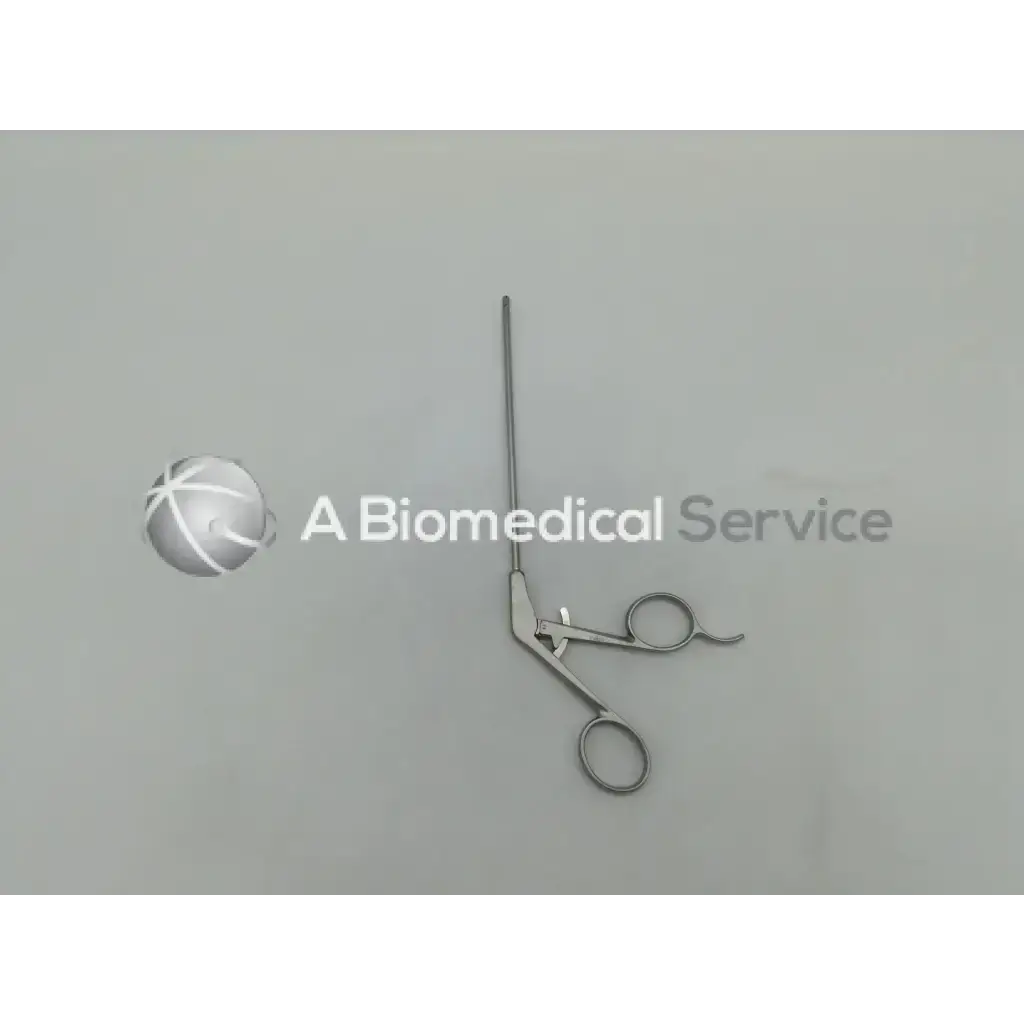 Silver surgical arthroscopic grasping forceps with long slender handle and circular finger loops by shutt linvatec surgical