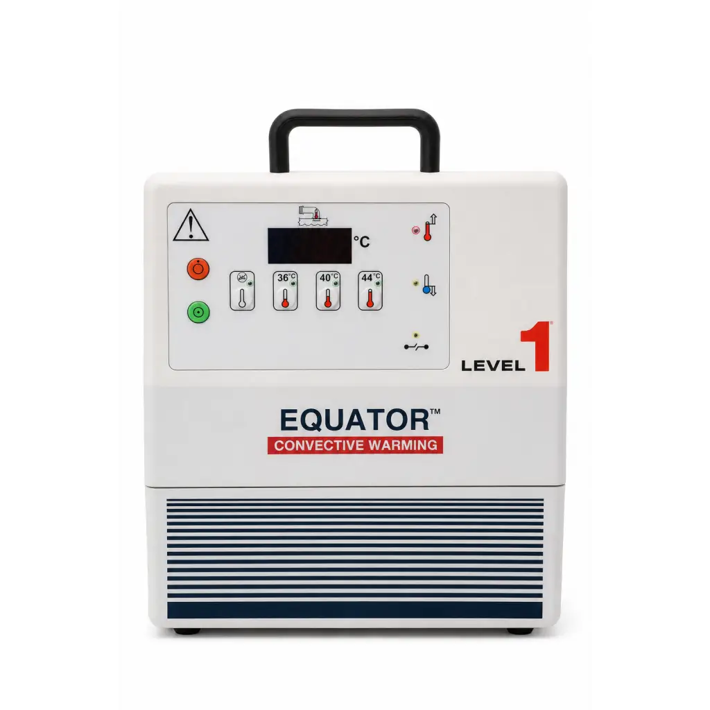 White smiths medical level 1 equator convective warmer with digital temperature display and black handle for repair service