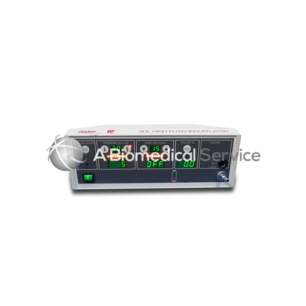 White styler hp 30l high-flow insufflator with digital display and control knobs for stryker 30l biomedical service