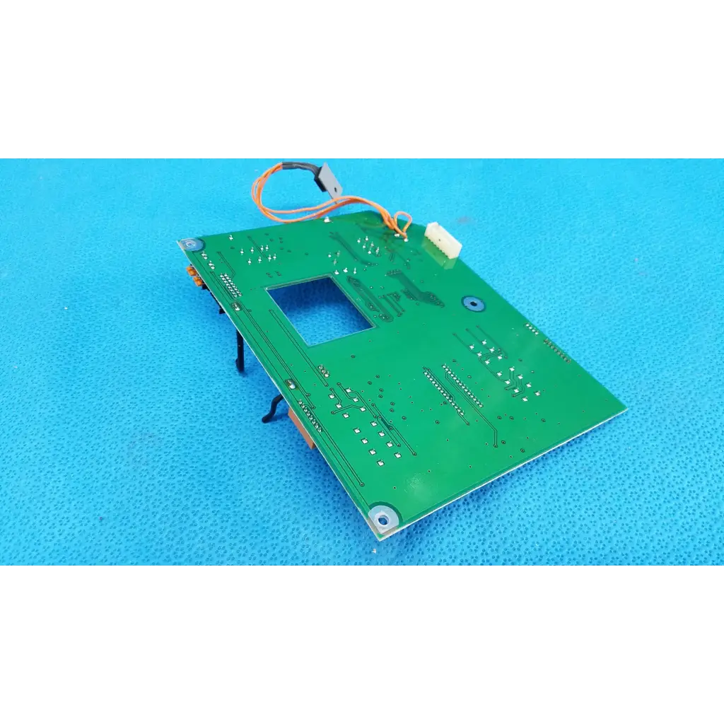 Green rectangular video interface circuit board with central cutout and orange wiring for topcon retinal camera
