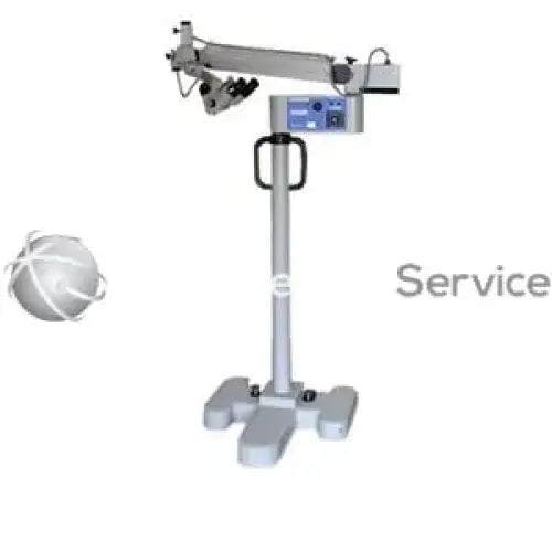 Silver surgical arm with adjustable head and control panel on zeiss opmi 1-fc biomedical service s21 stand
