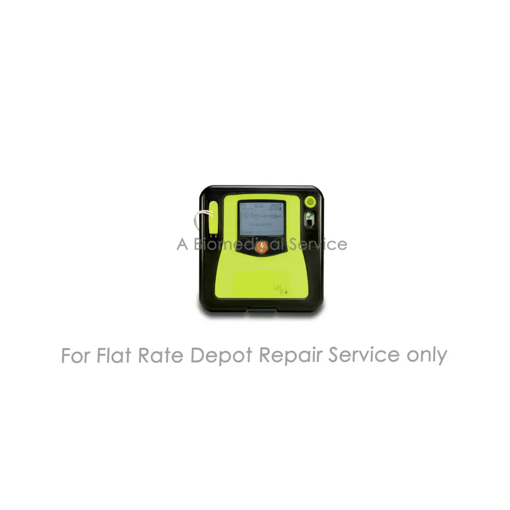 Bright lime green and black zoll aed pro automated external defibrillator with digital screen and orange button repair service