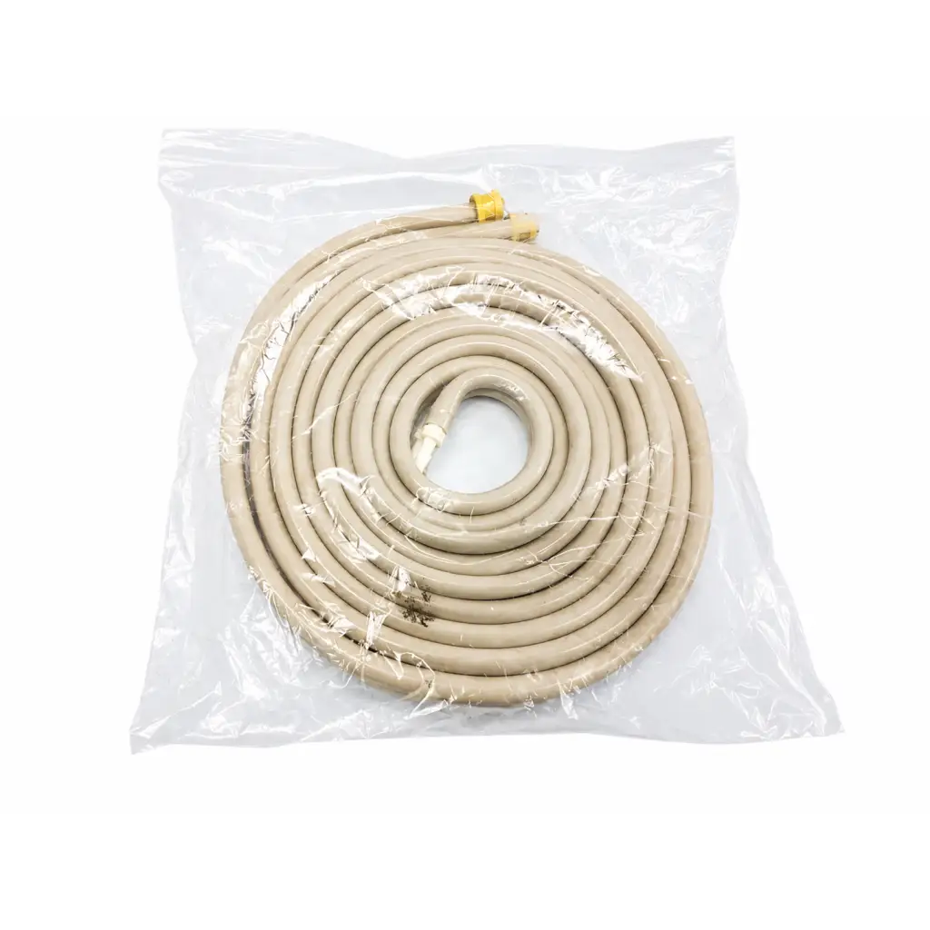 Beige coiled nibp air hose set with yellow connectors packaged for zoll m/e series patient monitor use