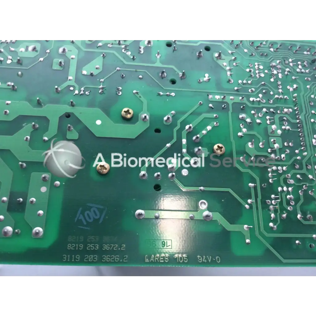 Green bbce5-3 printed circuit board with silver solder joints and metallic screws for lares 105 8219 253 3677.1 3119 203 3619.1 board