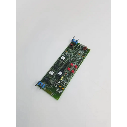Green printed circuit control board rev d with black integrated circuits red capacitors and blue connectors model bbcb2-11