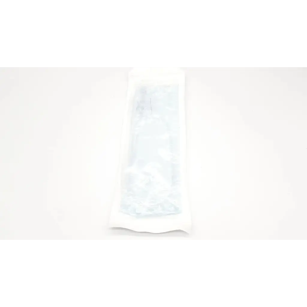 A single sterile clear plastic wrapped glove with white edges for 10 fr suction cath n glove use