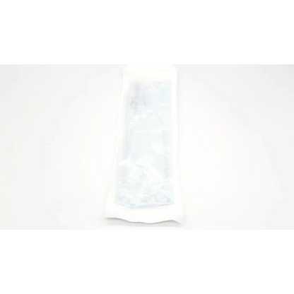 A single sterile clear plastic wrapped glove with white edges for 10 fr suction cath n glove use