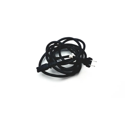 Black coiled 10a 125v 3 prong ac power wall cord with two-prong plug and rectangular plug wire cable connector