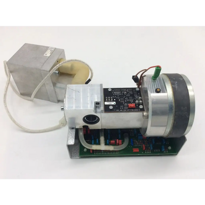 Silver metallic industrial motor assembly with black and green parts for Hamilton Galileo ventilator biomedical service