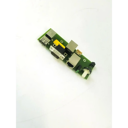 Green sbe control board with multiple ports including usb rs-232 serial and ethernet connectors on the back side