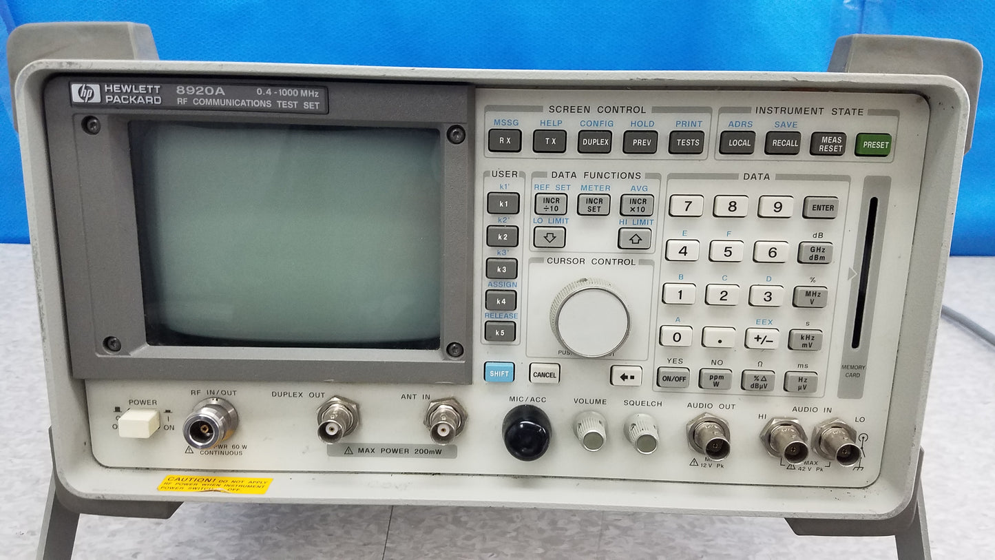 HP Hewlett Packard 8920A RF Communications Test Set With Bag  0.4-1000 MHz