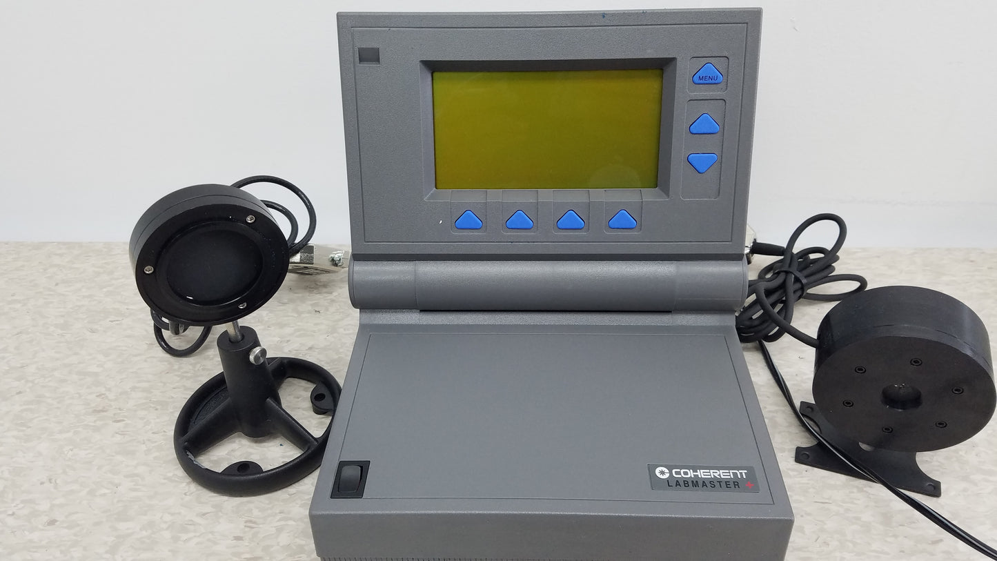 Coherent LabMaster+ Laser Power Meter P/N 0302-190-00  With 2 Sensor Heads & Damage Test Slide