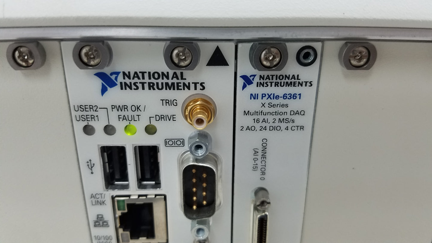 National Instruments NI PXIe-1082 Chassis With PXIe-8820 PXIe-6361 And PXI-7951R Modules