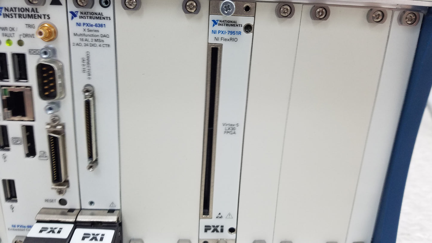 National Instruments NI PXIe-1082 Chassis With PXIe-8820 PXIe-6361 And PXI-7951R Modules