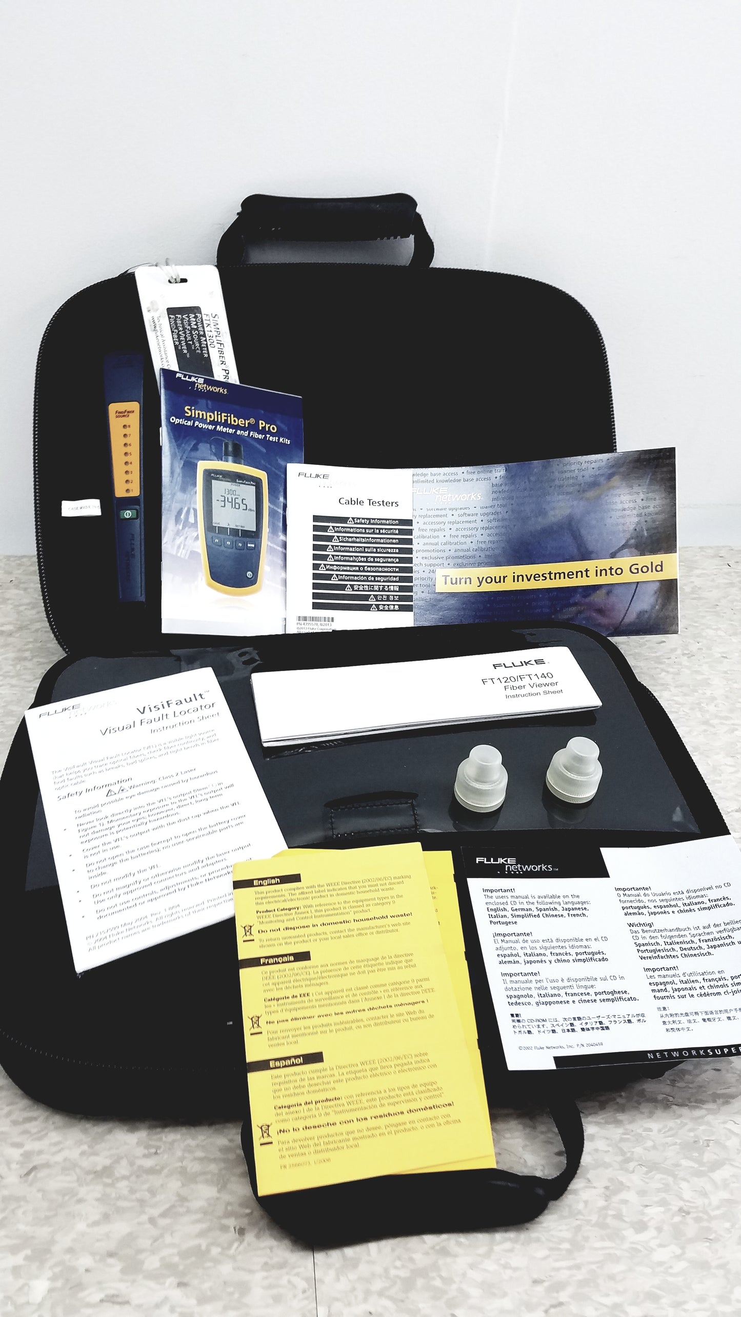 Fluke Networks FTK1300 Simplifiber Pro Fiber Optic Optical Test Kit