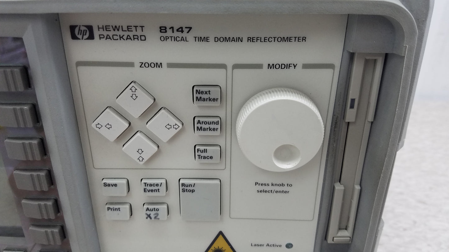 Hewlett Packard 8147 Optical Time Domain Reflectometer With Accessories & Case