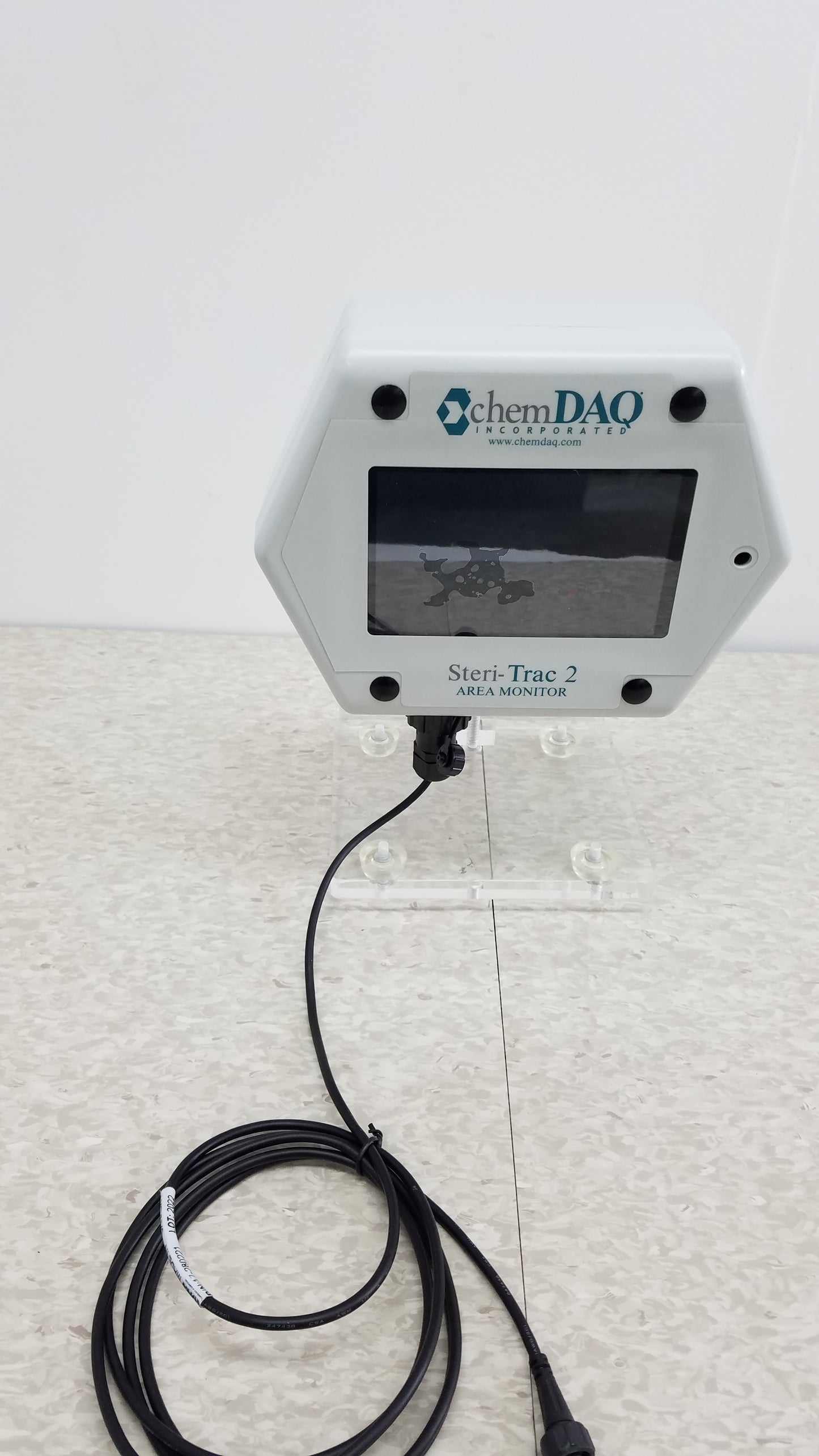 ChemDAQ Steri-Trac 2 Peracetic Acid Monitor With Acrylic Stand & Cable S/N AM-200930-04